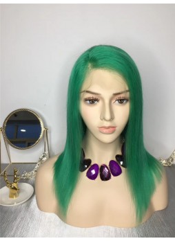 2-3 days  Full lace wig pre plucked hair line baby hair 100% human hair 8A + quality straight bob green color 